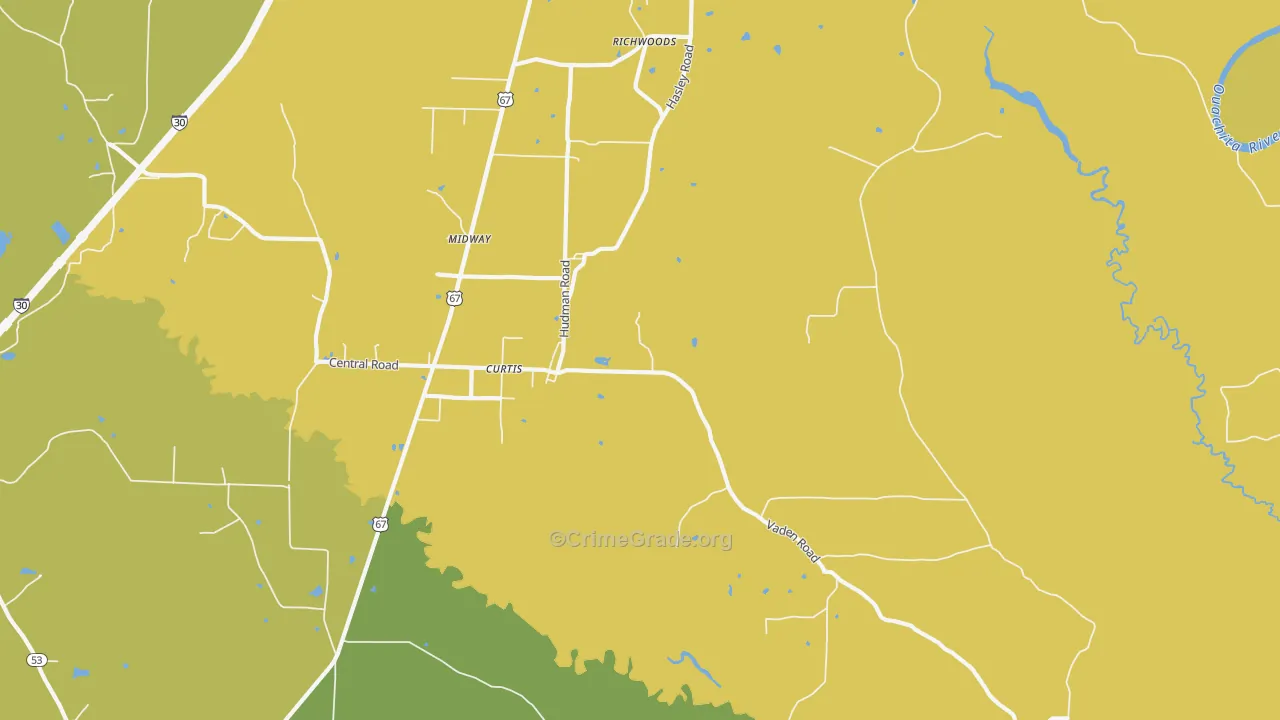 Curtis, AR Map of Burglary Rates
