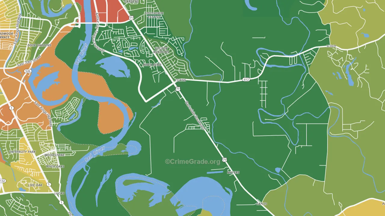 Curtis, LA Map of Burglary Rates