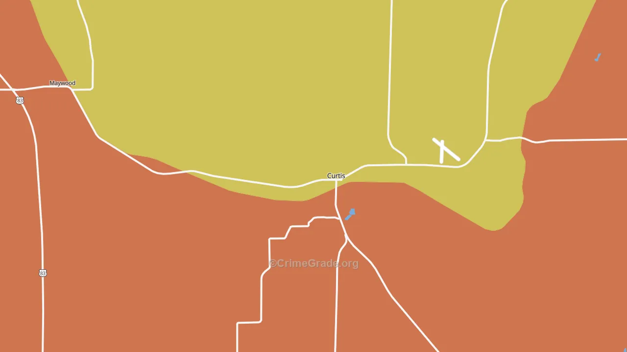 Curtis, NE Map of Burglary Rates