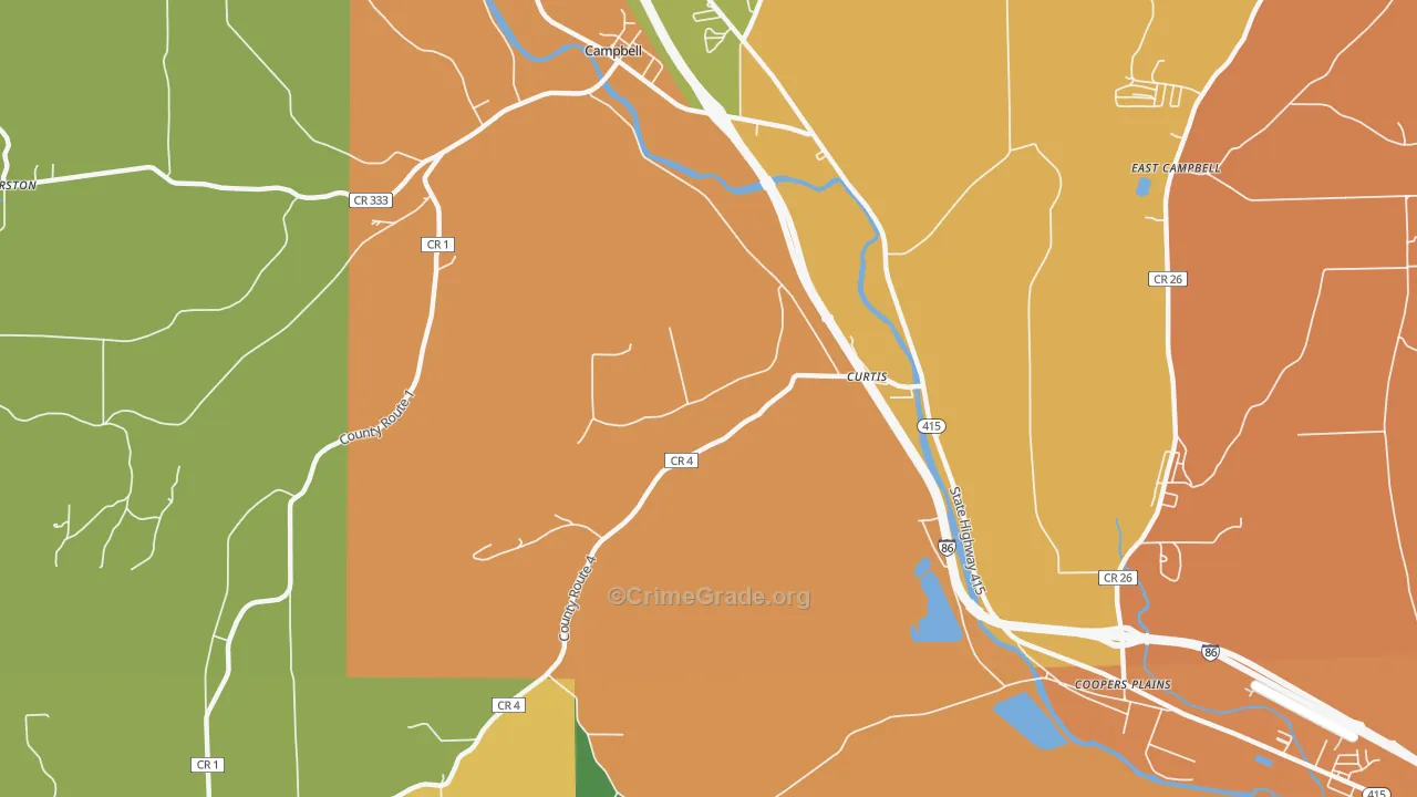Curtis, NY Map of Burglary Rates