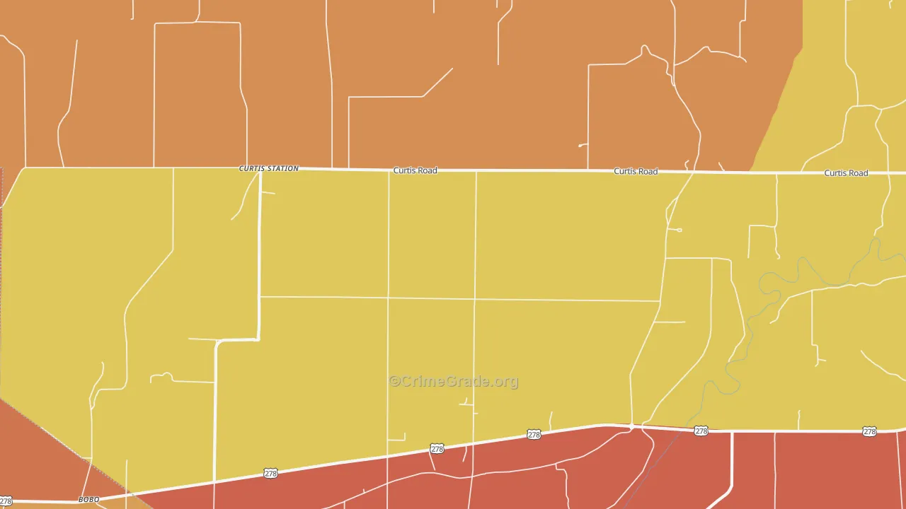 Curtis Station, MS Map of Burglary Rates