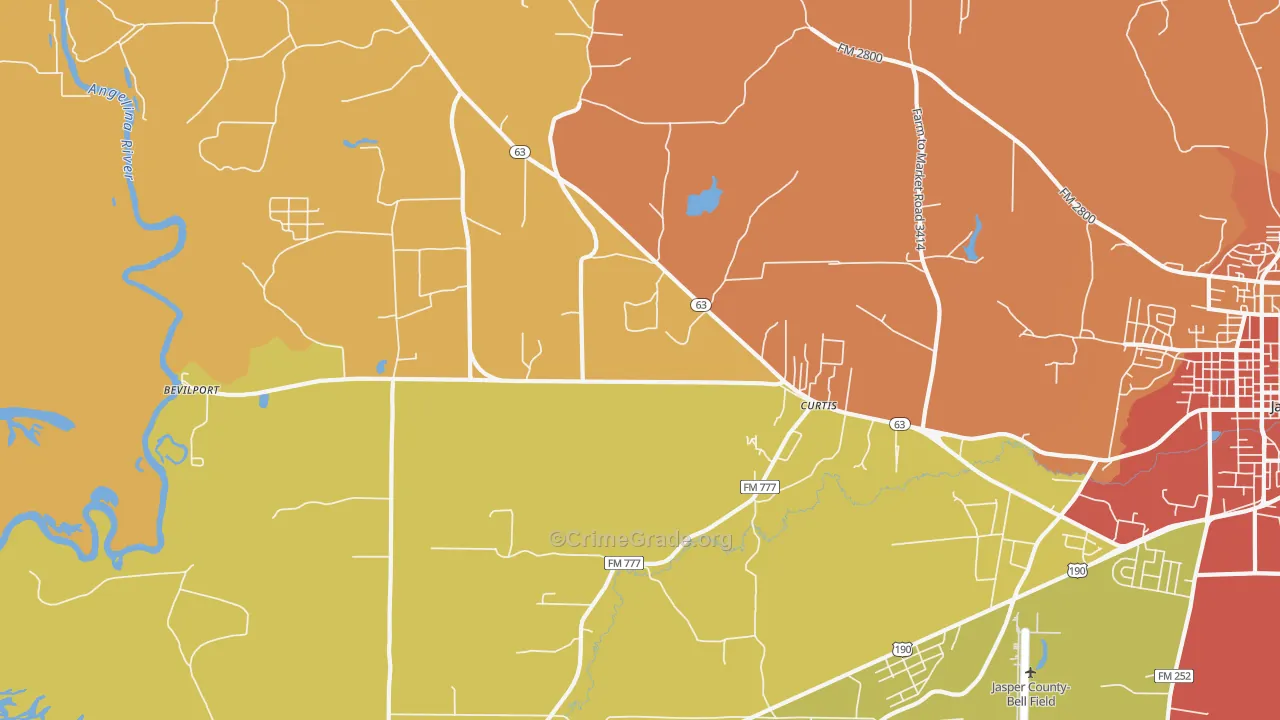 Curtis, TX Map of Burglary Rates