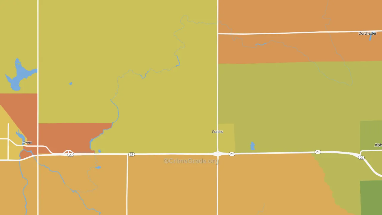 Curtiss, WI Map of Burglary Rates