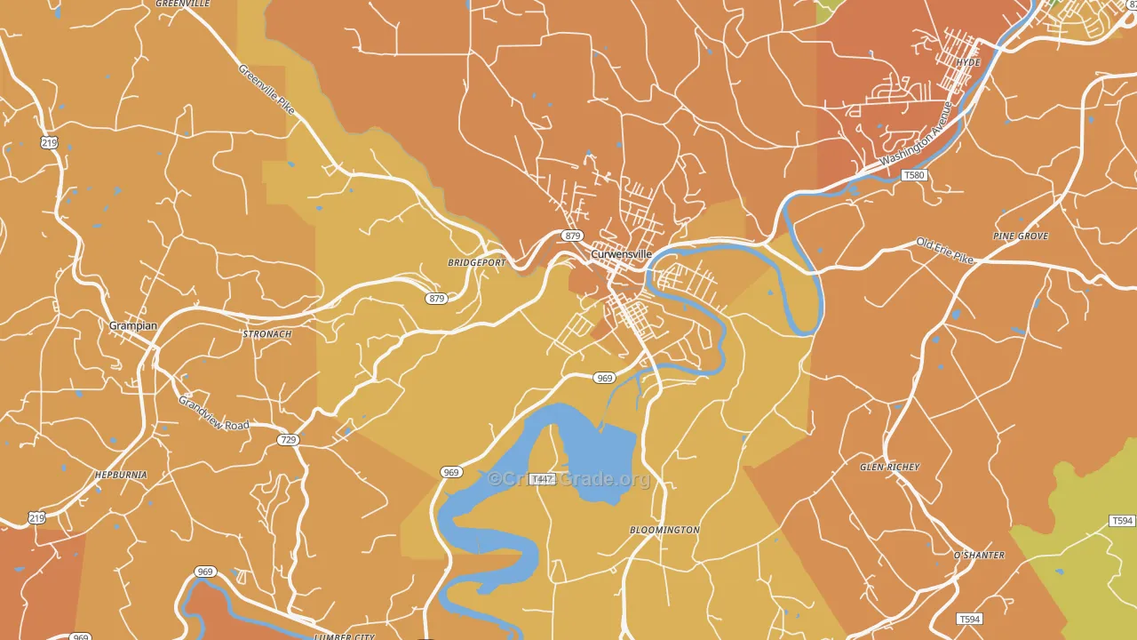 Curwensville, PA Map of Burglary Rates