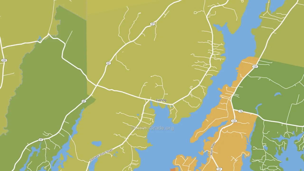 Cushing, ME Map of Burglary Rates