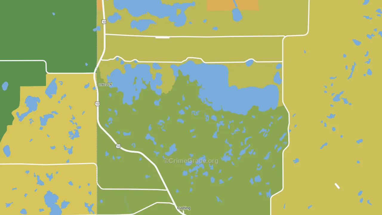 Cushing, MN Map of Burglary Rates
