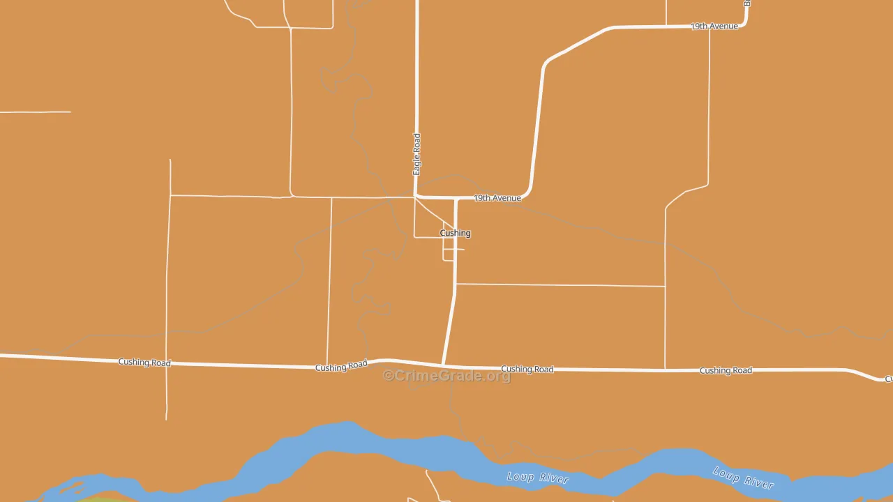 Cushing, NE Map of Burglary Rates