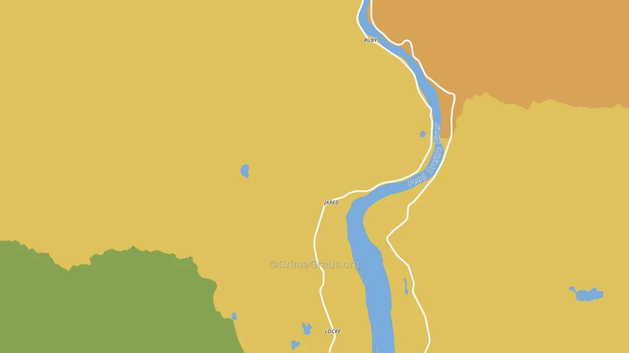 Cusick, WA Map of Burglary Rates