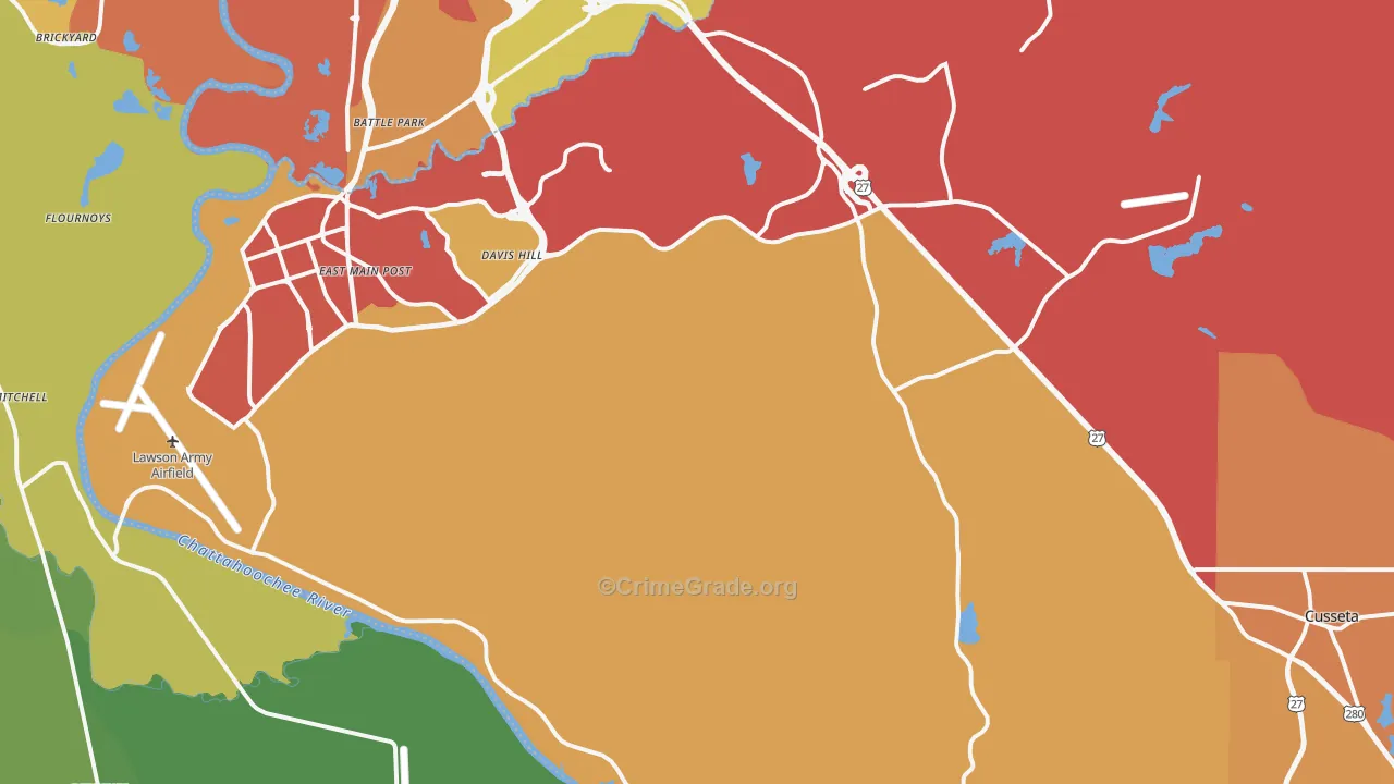 Cusseta, GA Map of Burglary Rates