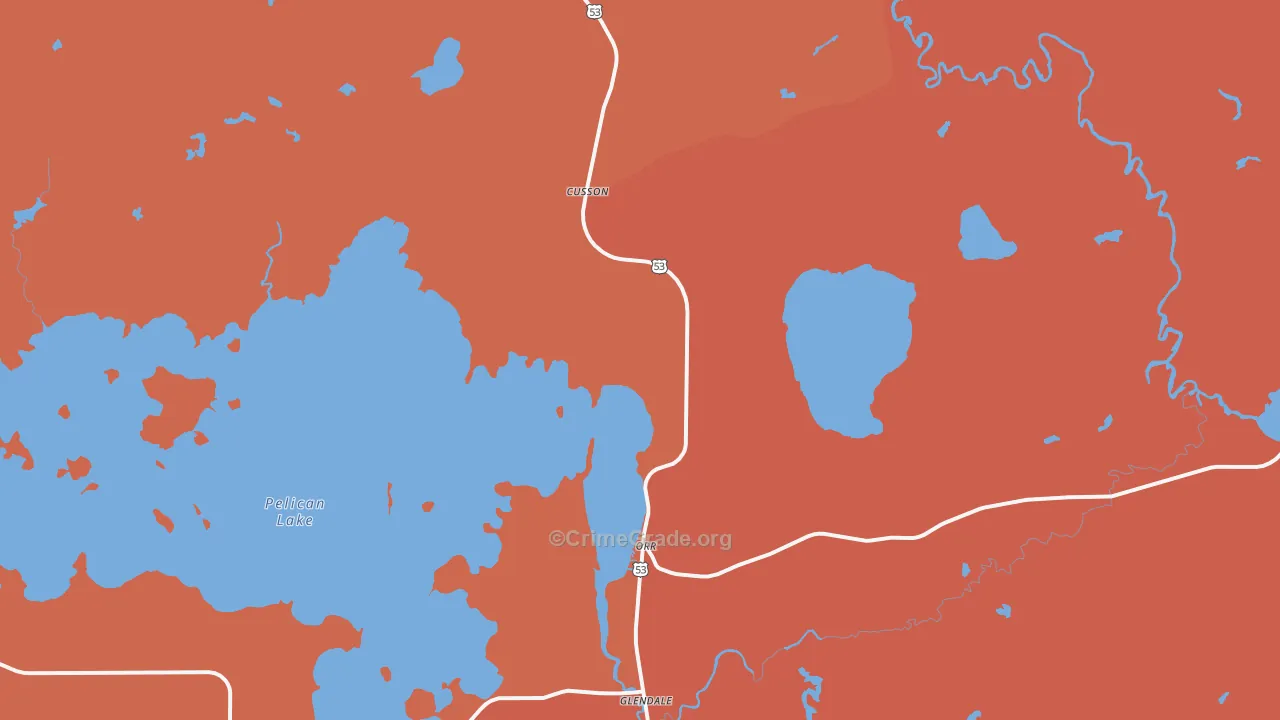 Cusson, MN Map of Burglary Rates