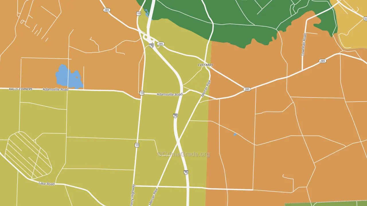 Custards, PA Map of Burglary Rates