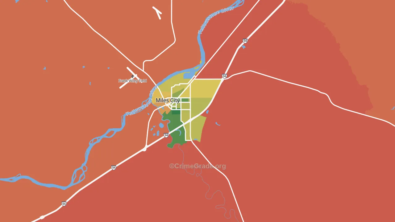 Custer County, MT Map of Burglary Rates