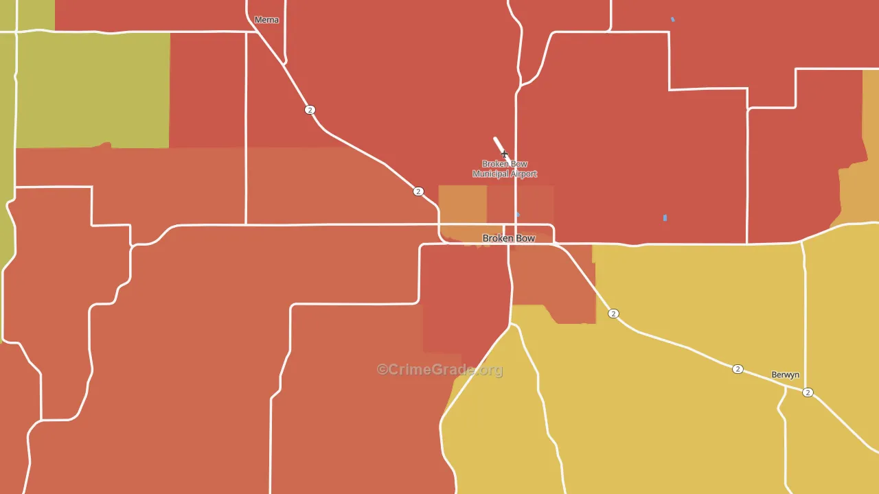Custer County, NE Map of Burglary Rates