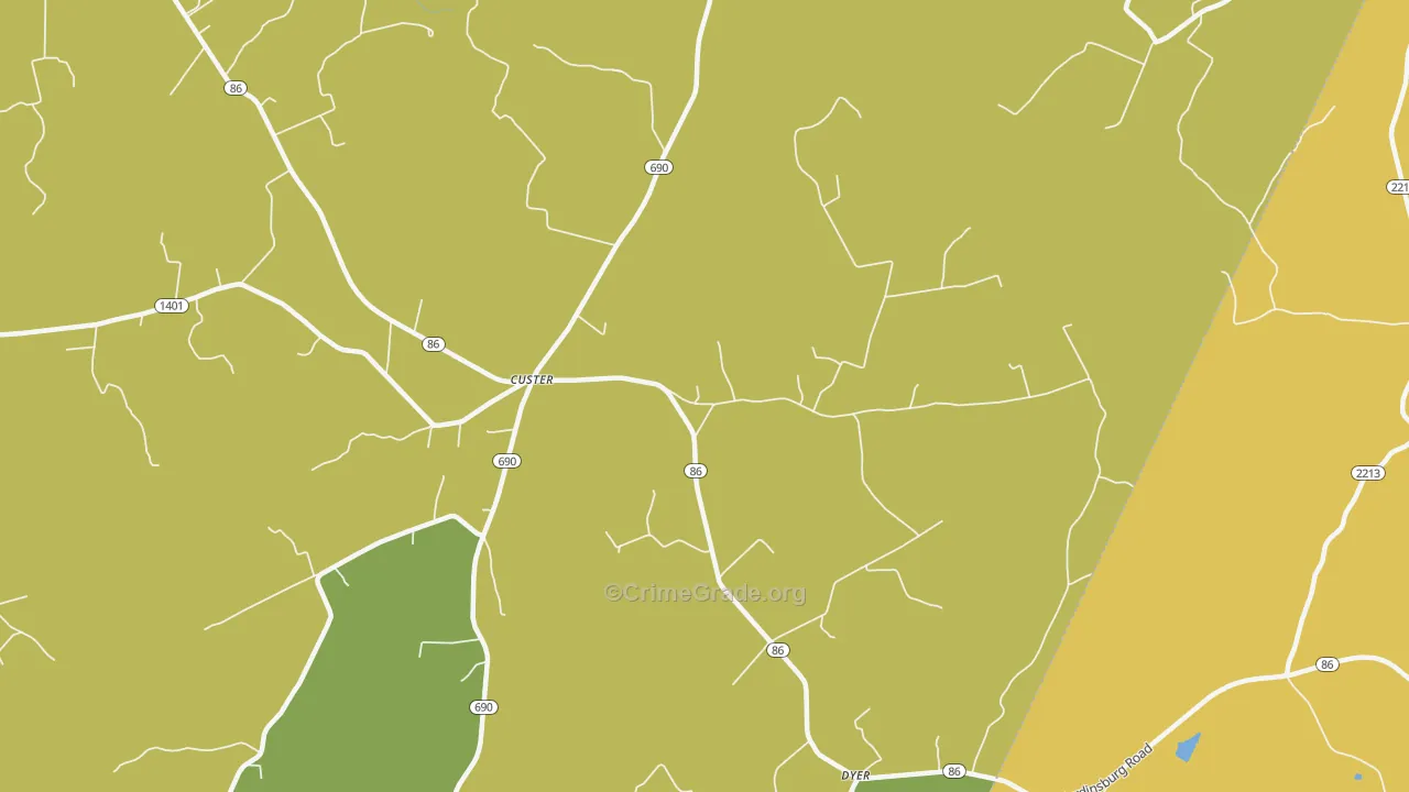 Custer, KY Map of Burglary Rates