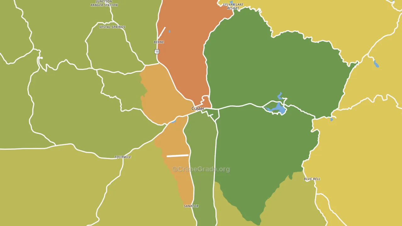 Custer, SD Map of Burglary Rates