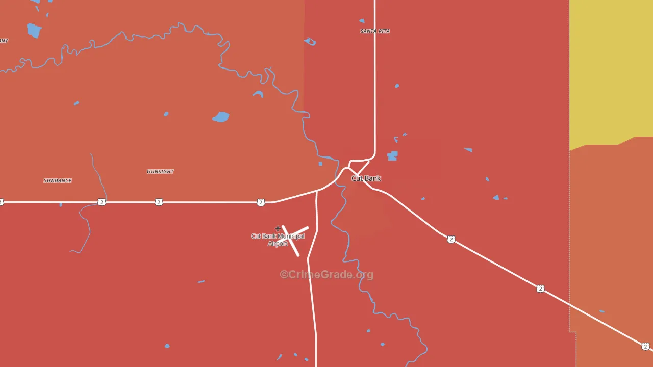 Cut Bank, MT Map of Burglary Rates