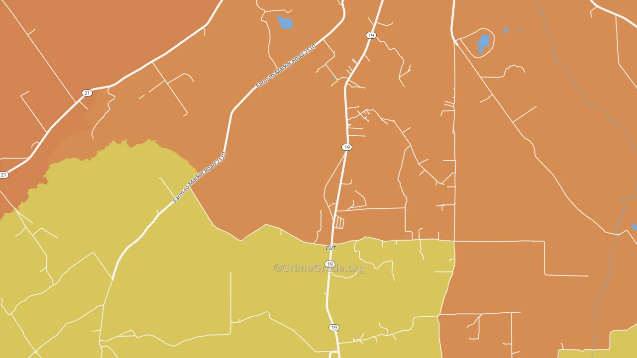Cut, TX Map of Burglary Rates