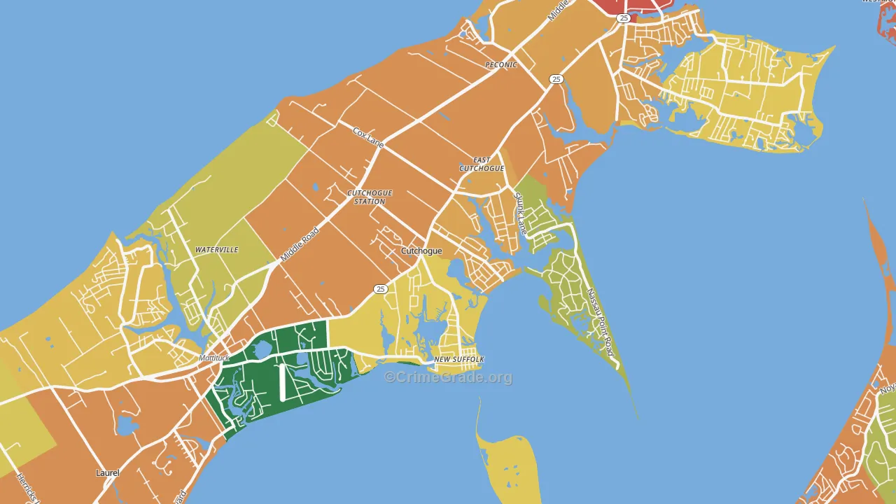 Cutchogue, NY Map of Burglary Rates