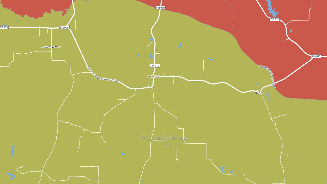 Cuthand, TX Map of Burglary Rates