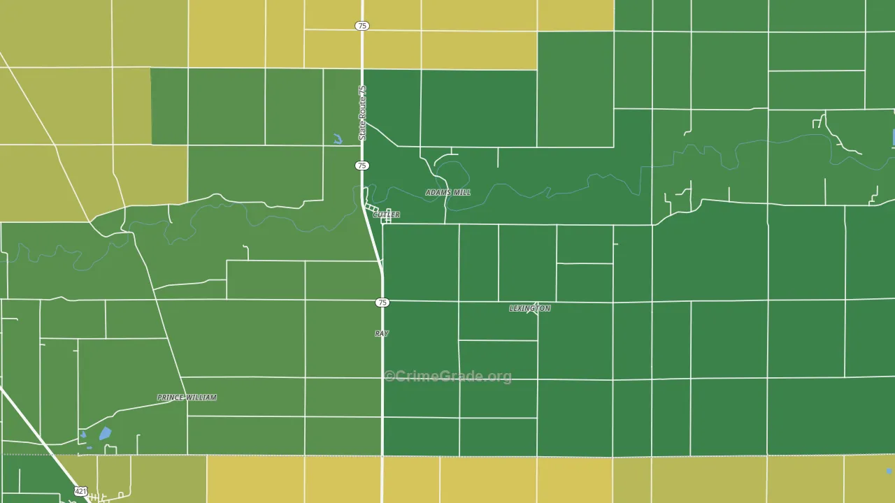 Cutler, IN Map of Burglary Rates