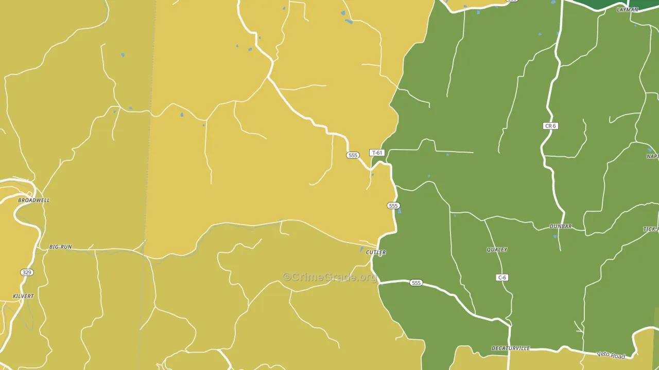 Cutler, OH Map of Burglary Rates