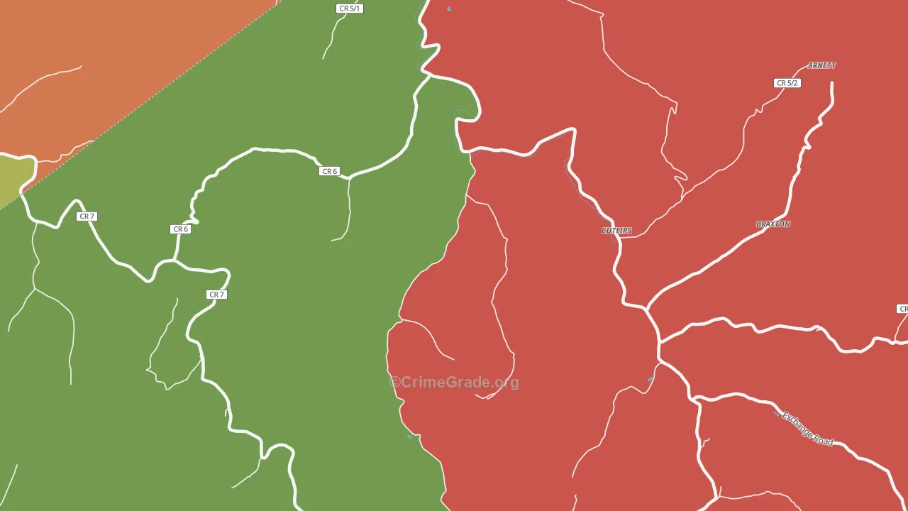 Cutlips, WV Map of Burglary Rates