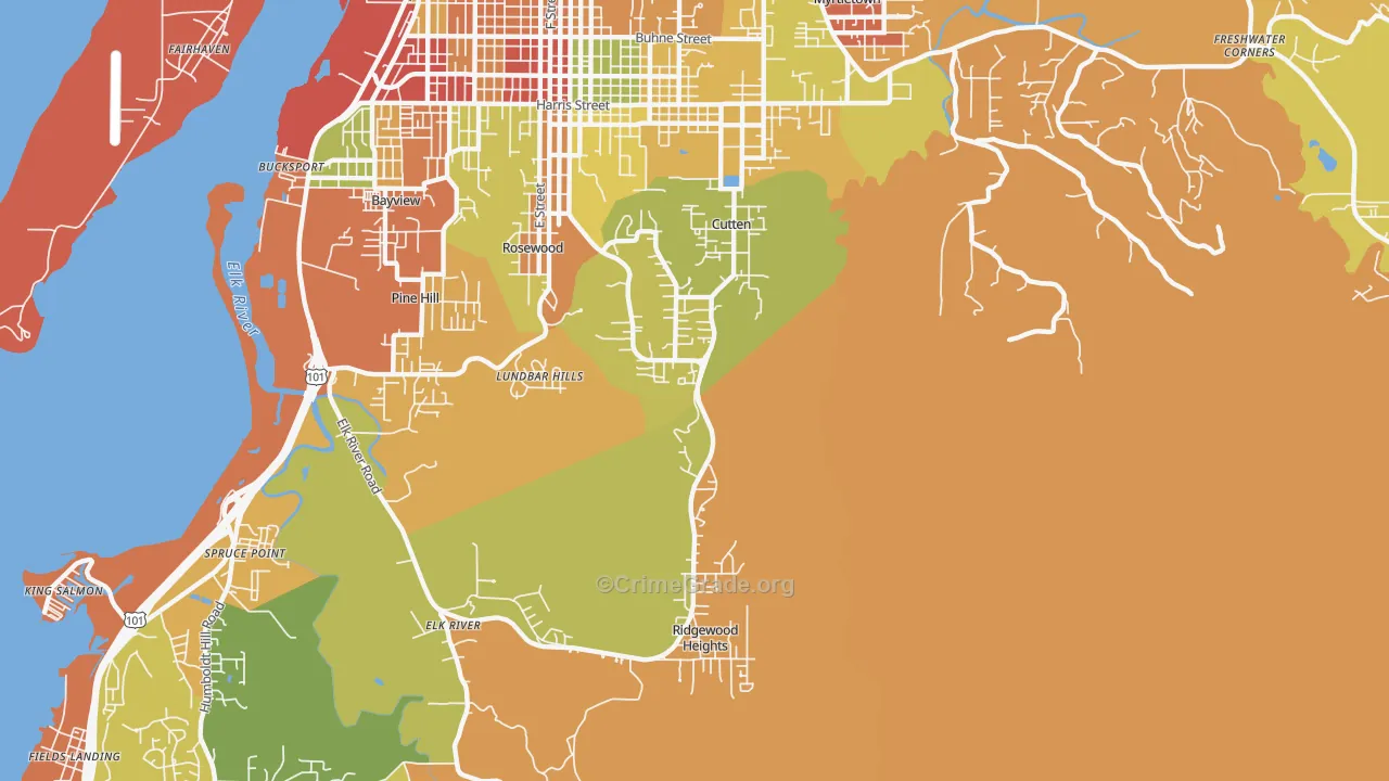 Cutten, Eureka, CA Map of Burglary Rates