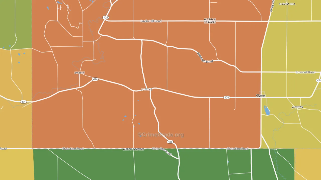 Cutting, NY Map of Burglary Rates