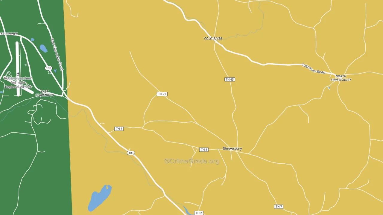 Cuttingsville, VT Map of Burglary Rates