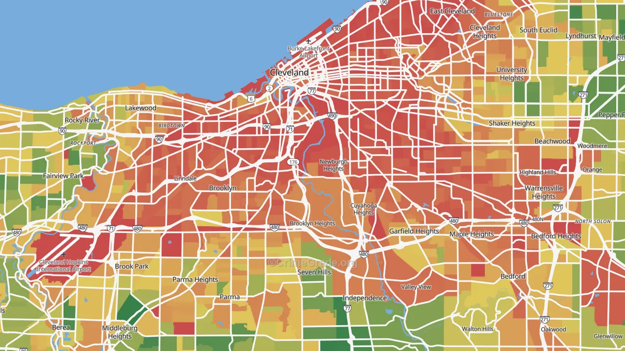 Cuyahoga County, OH Map of Burglary Rates