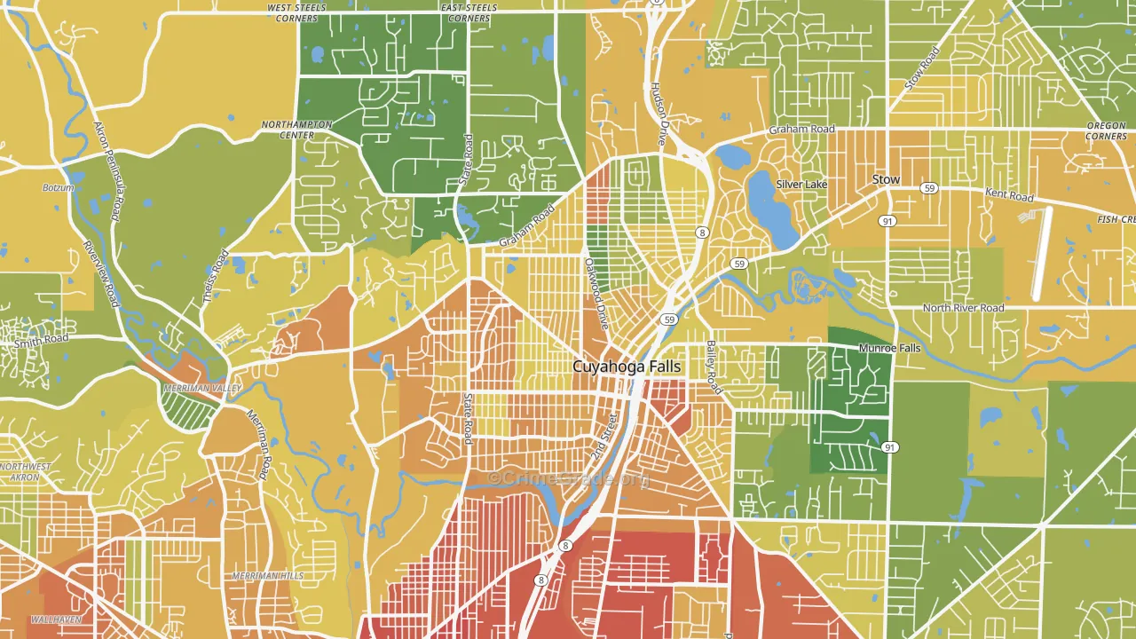 Cuyahoga Falls, OH Map of Burglary Rates