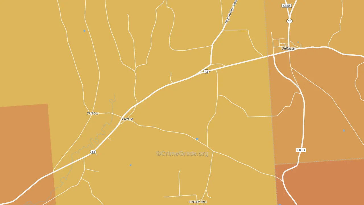 Cuyler, NY Map of Burglary Rates