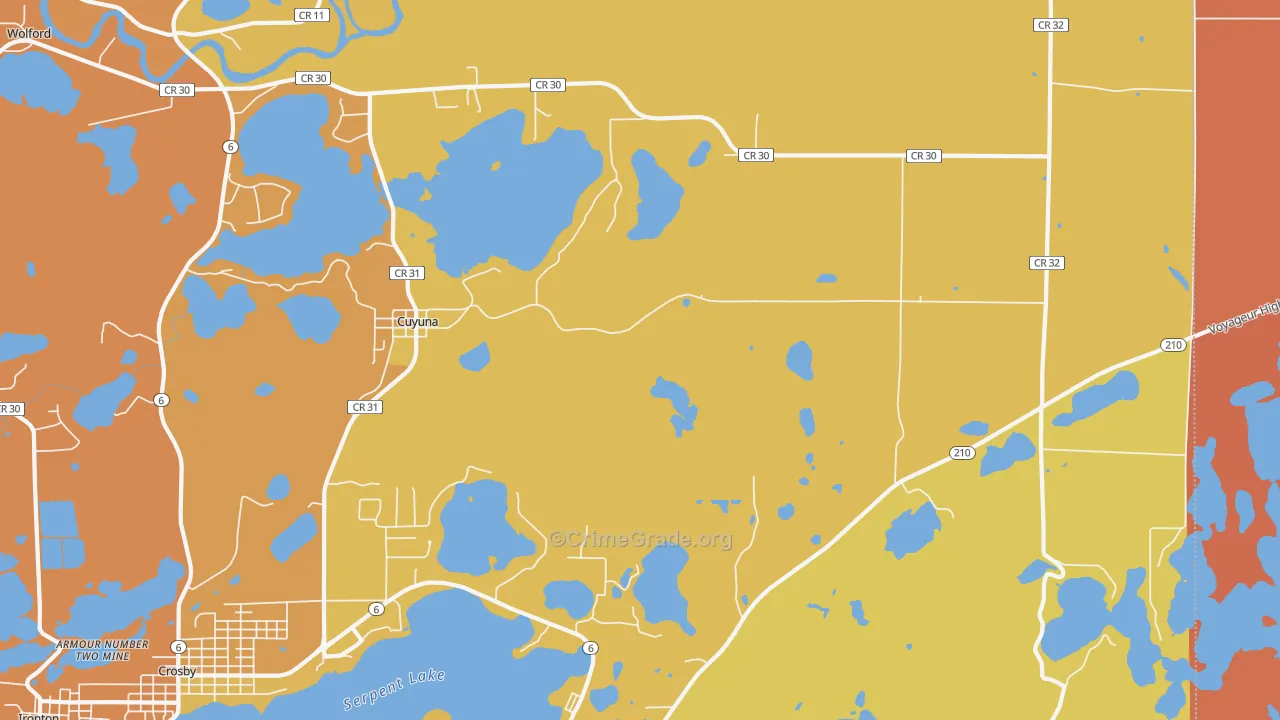 Cuyuna, MN Map of Burglary Rates