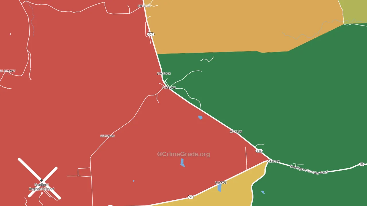 Cyclone, PA Map of Burglary Rates