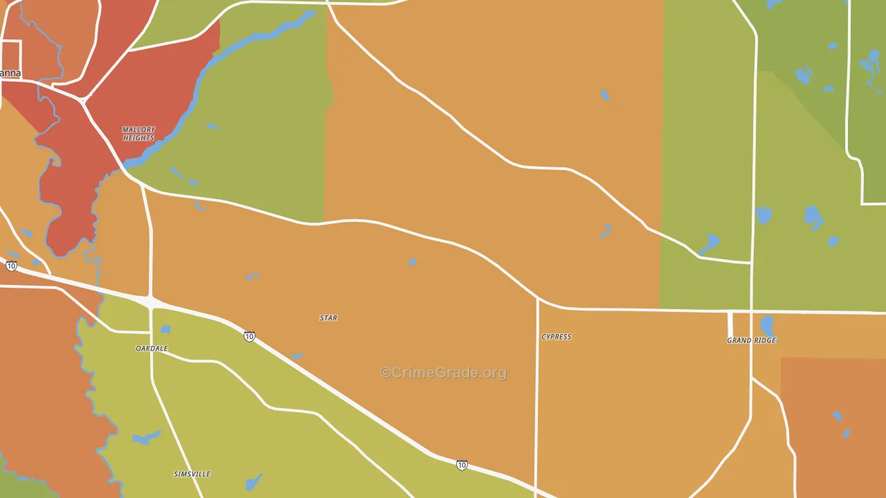 Cypress, FL Map of Burglary Rates
