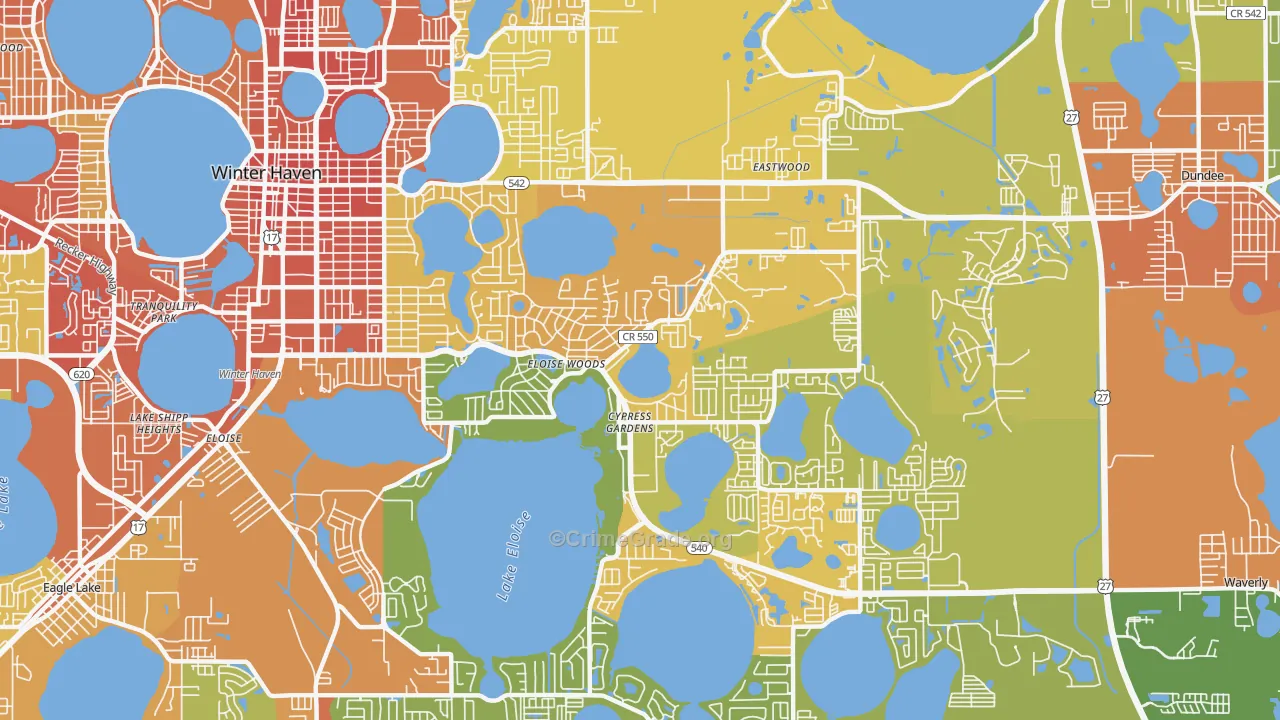 Cypress Gardens, FL Map of Burglary Rates