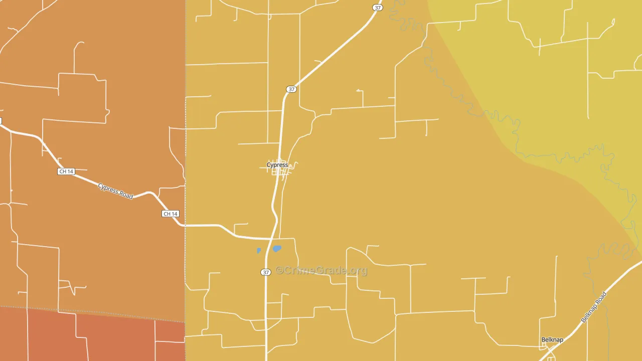 Cypress, IL Map of Burglary Rates