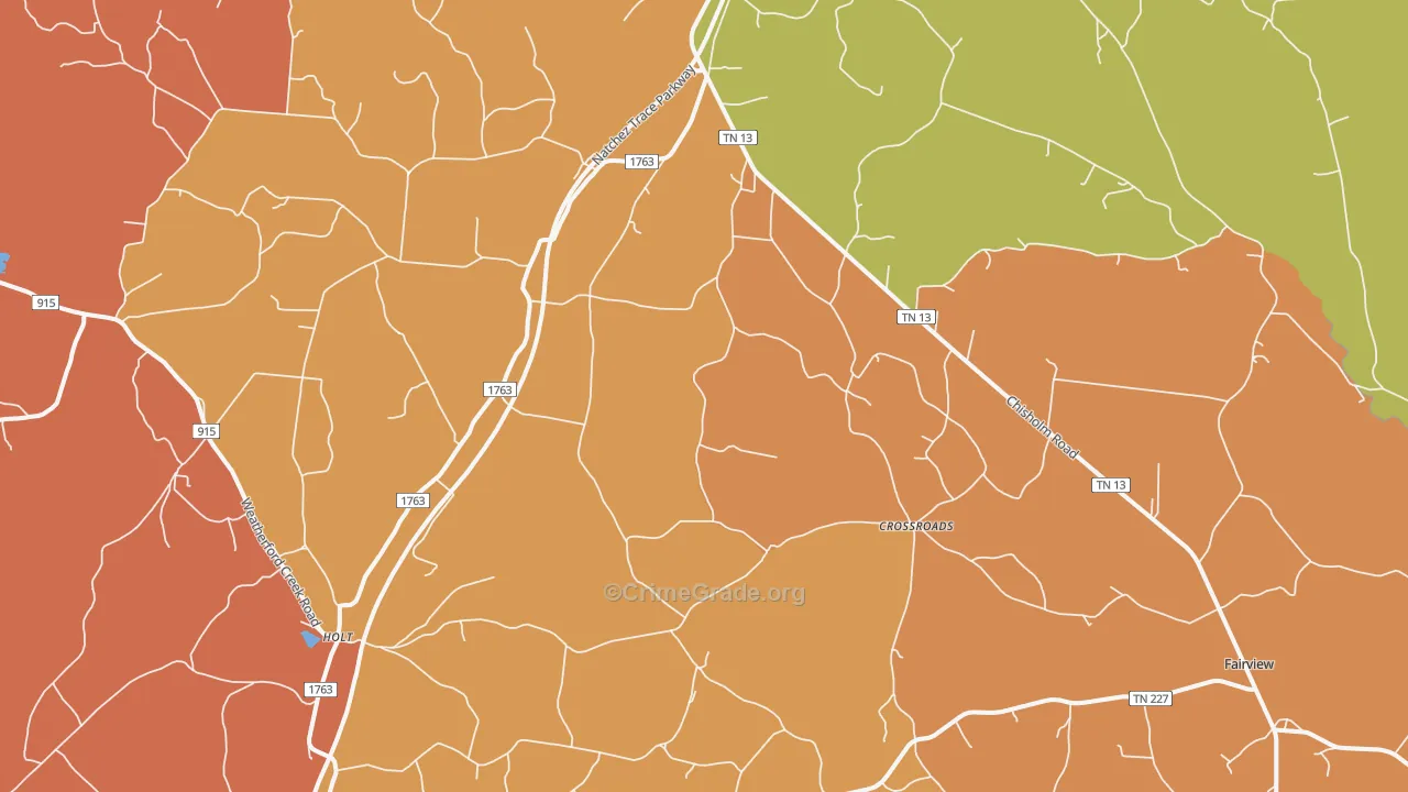Cypress Inn, TN Map of Burglary Rates