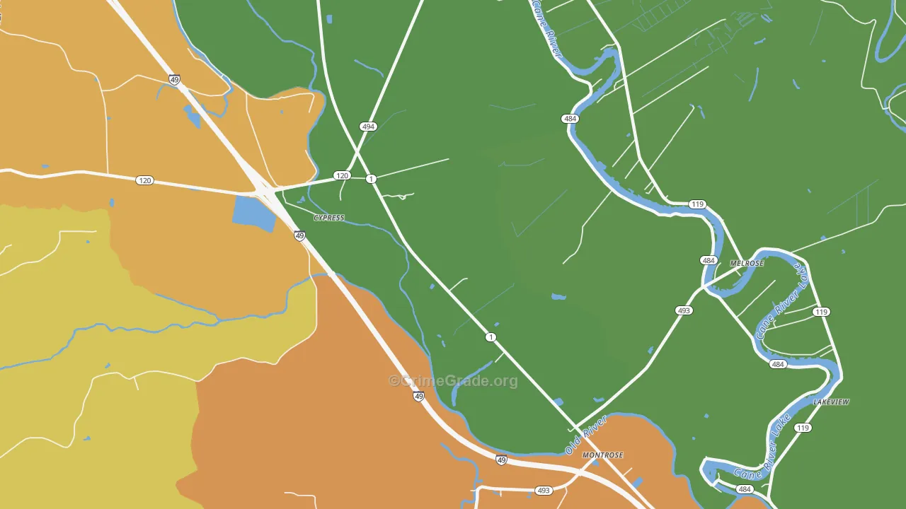 Cypress, LA Map of Burglary Rates