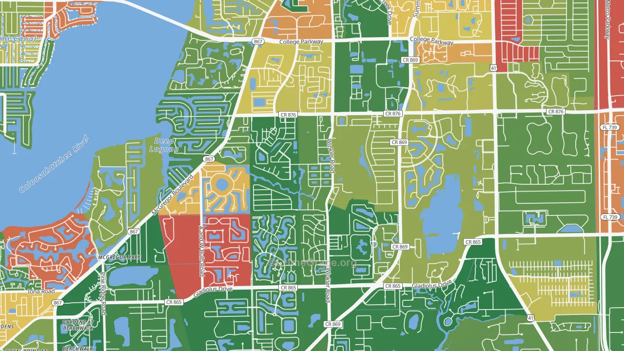 Cypress Lake, FL Map of Burglary Rates