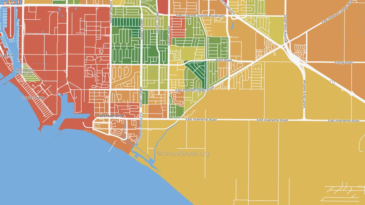 Cypress, Oxnard, CA Map of Burglary Rates