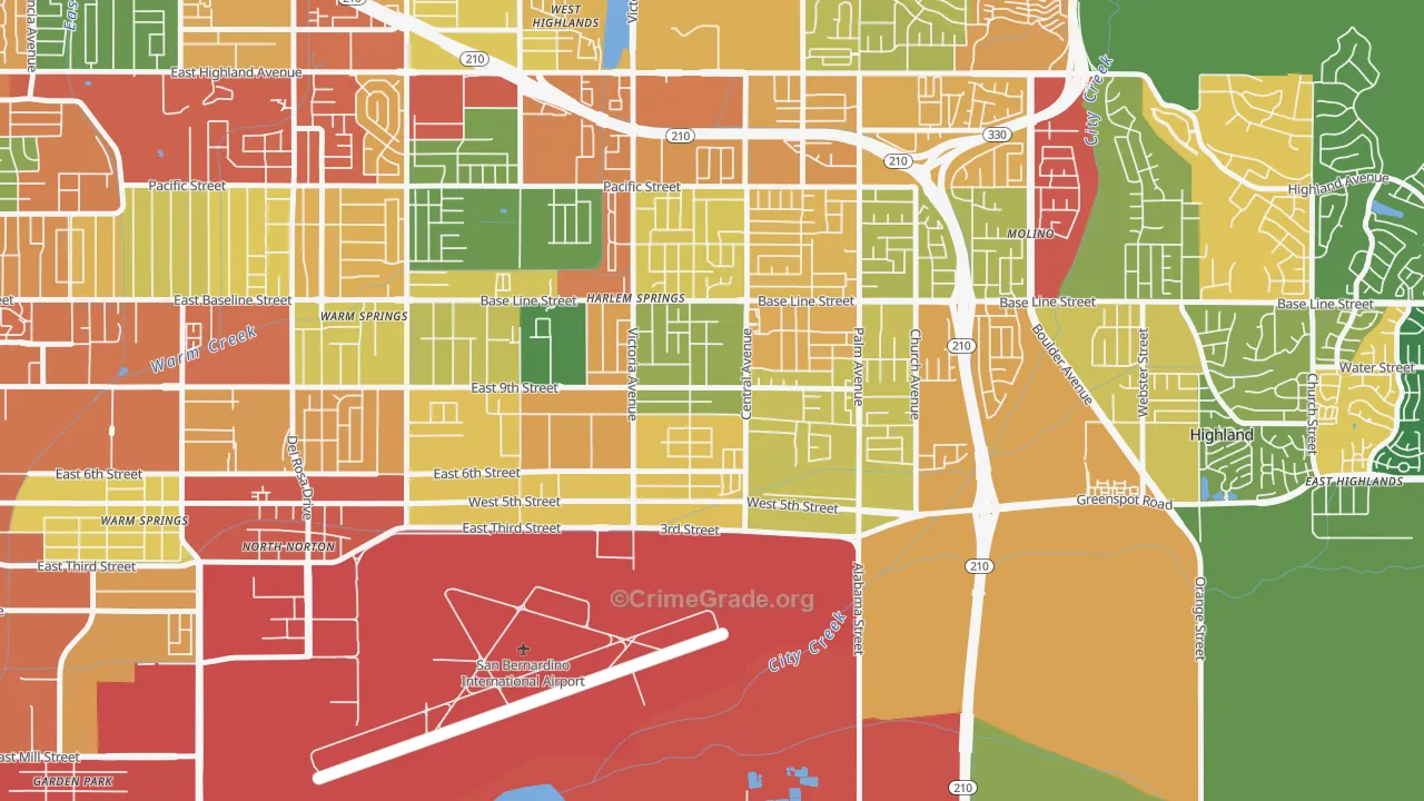 Cypress-Riverside, Highland, CA Map of Burglary Rates