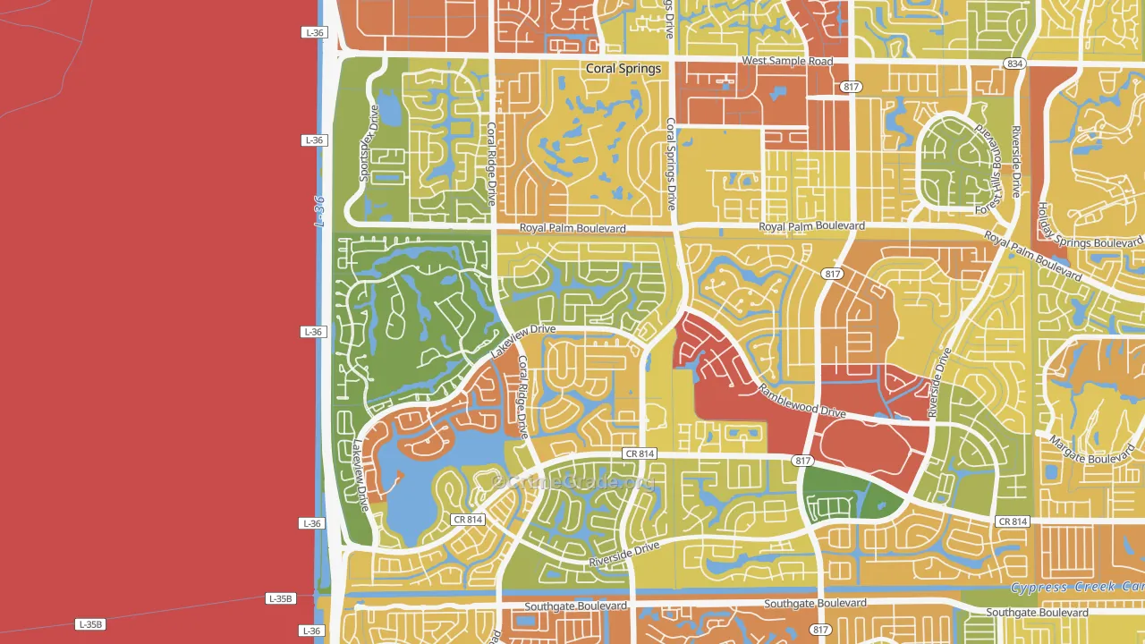 Cypress Run, Coral Springs, FL Map of Burglary Rates