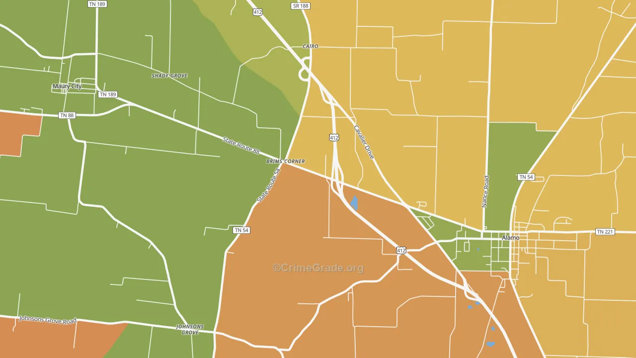 Cypress, TN Map of Burglary Rates