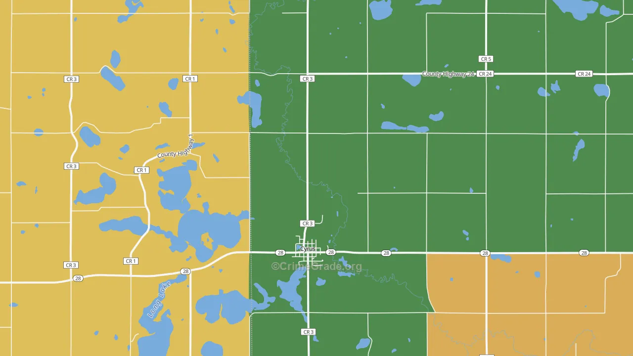 Cyrus, MN Map of Burglary Rates