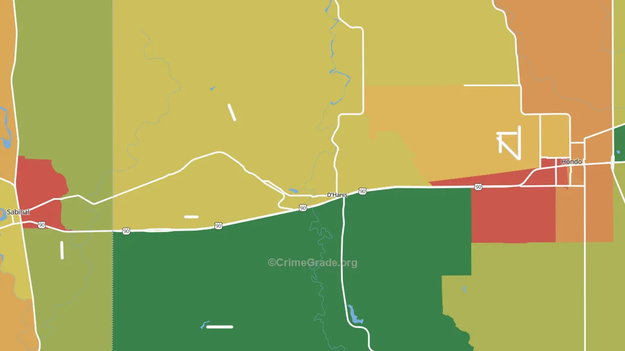 D'Hanis, TX Map of Burglary Rates