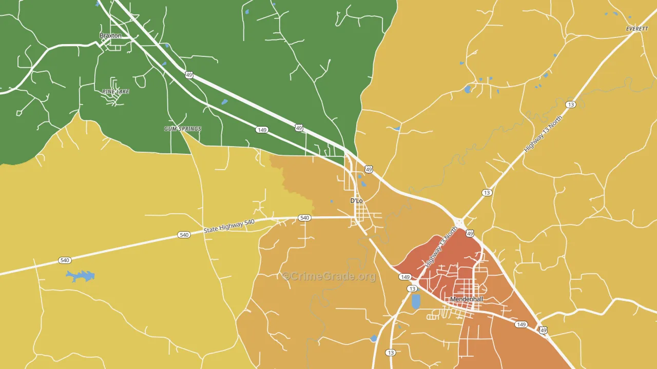 D'Lo, MS Map of Burglary Rates