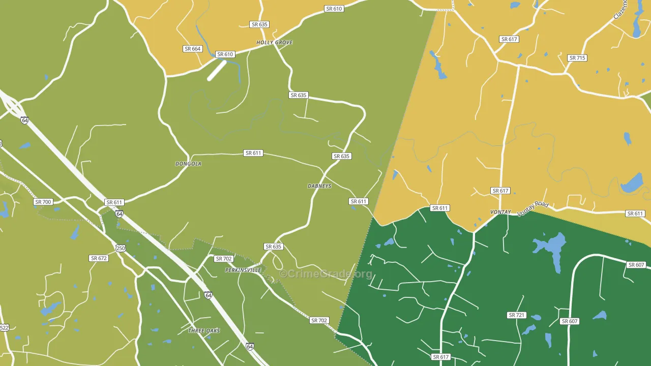 Dabneys, VA Map of Burglary Rates