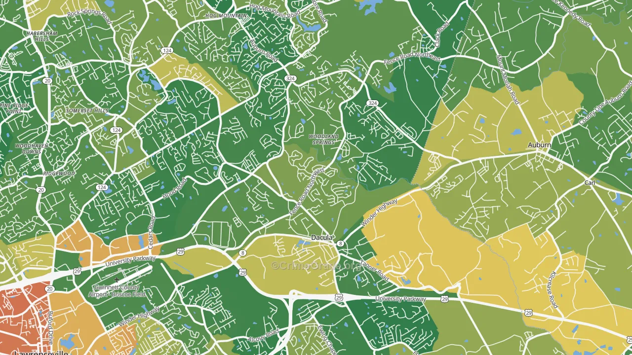 Dacula, GA Map of Burglary Rates