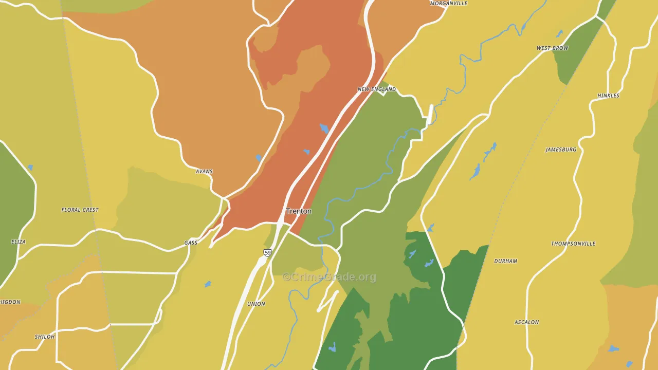 Dade County, GA Map of Burglary Rates
